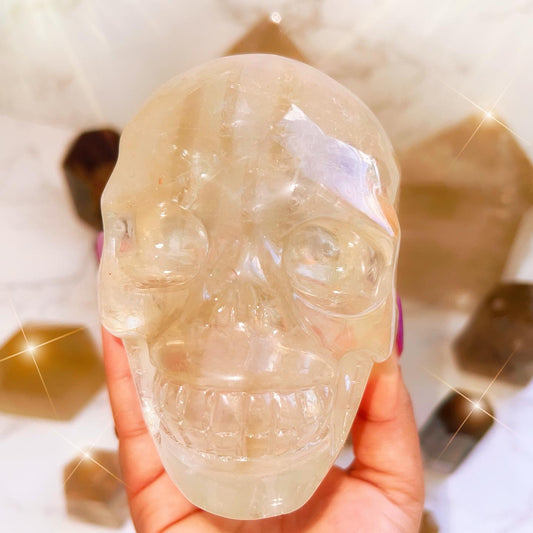 Citrine Skull with Flash & Rainbows