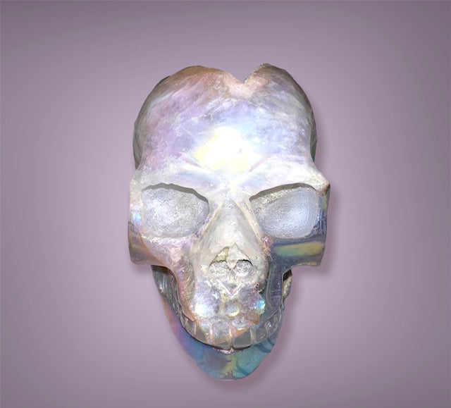 Druzy Aura Agate Skull