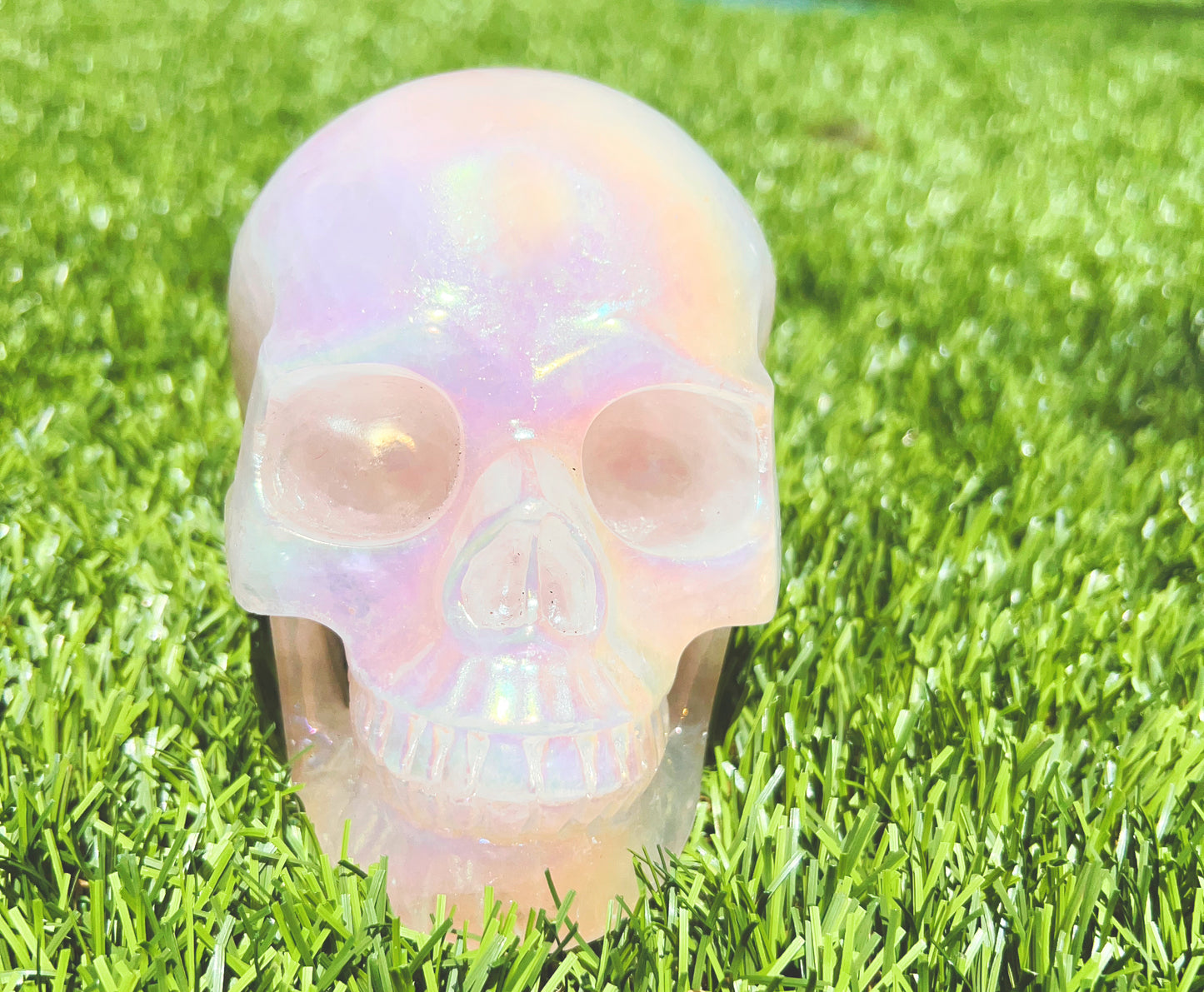 Aura Rose Quartz Skull