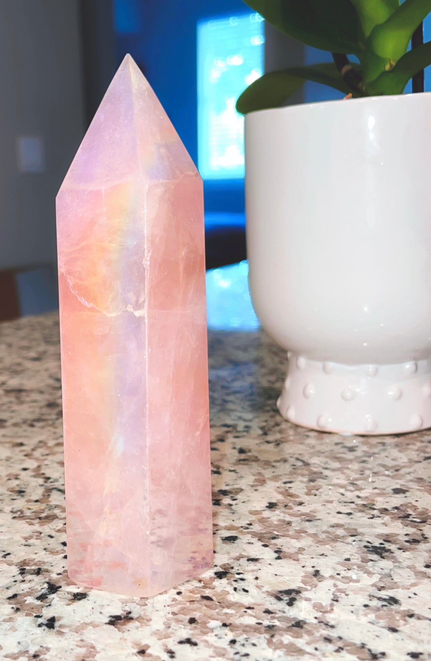 Aura Rose Quartz Point