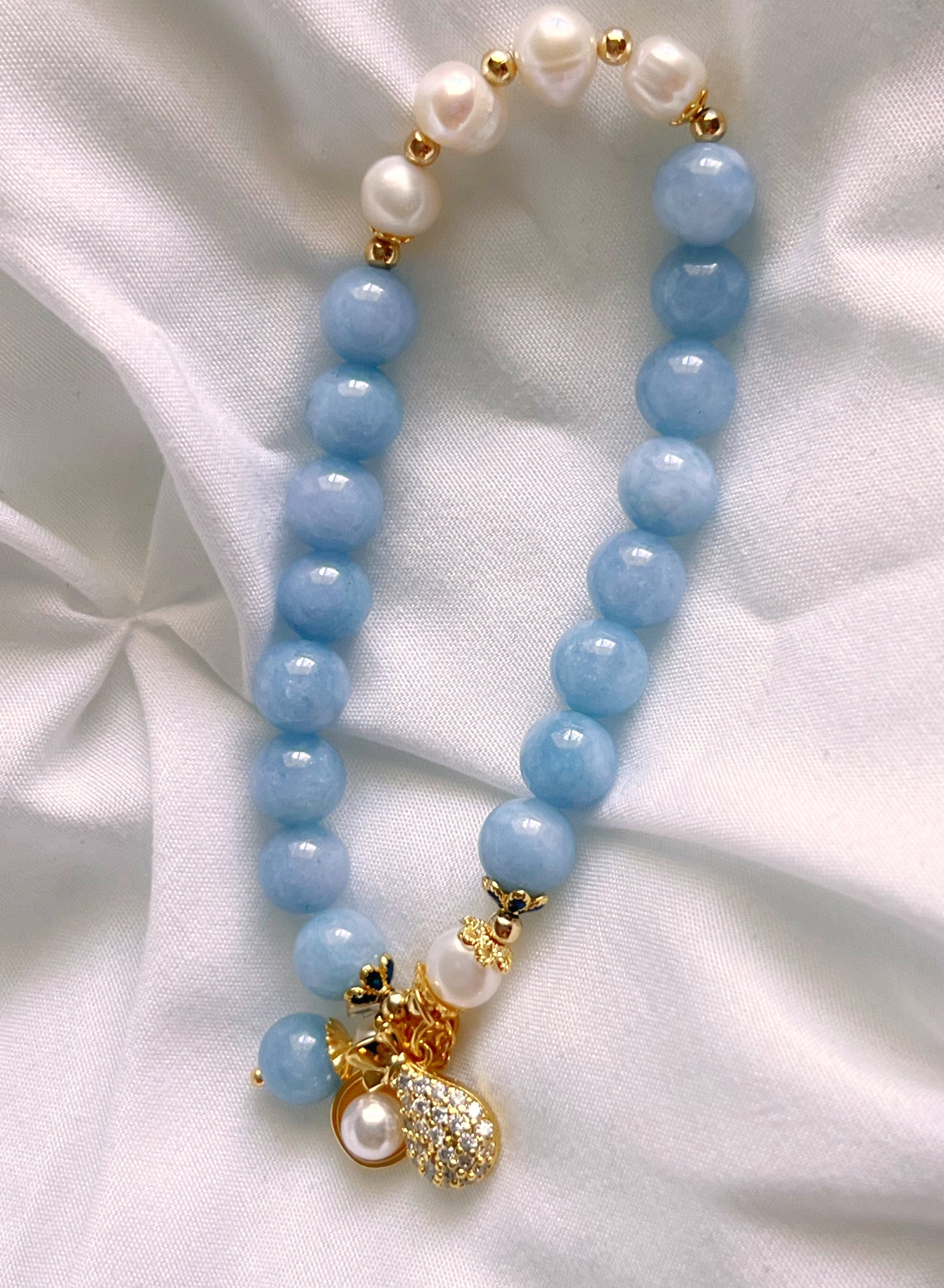 Aquamarine Pearl Bracelet